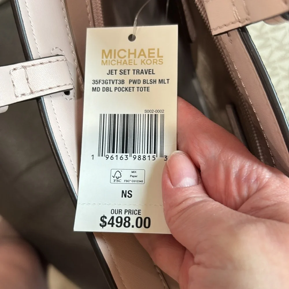 Michael kors signature multi blush medium double pocket tote